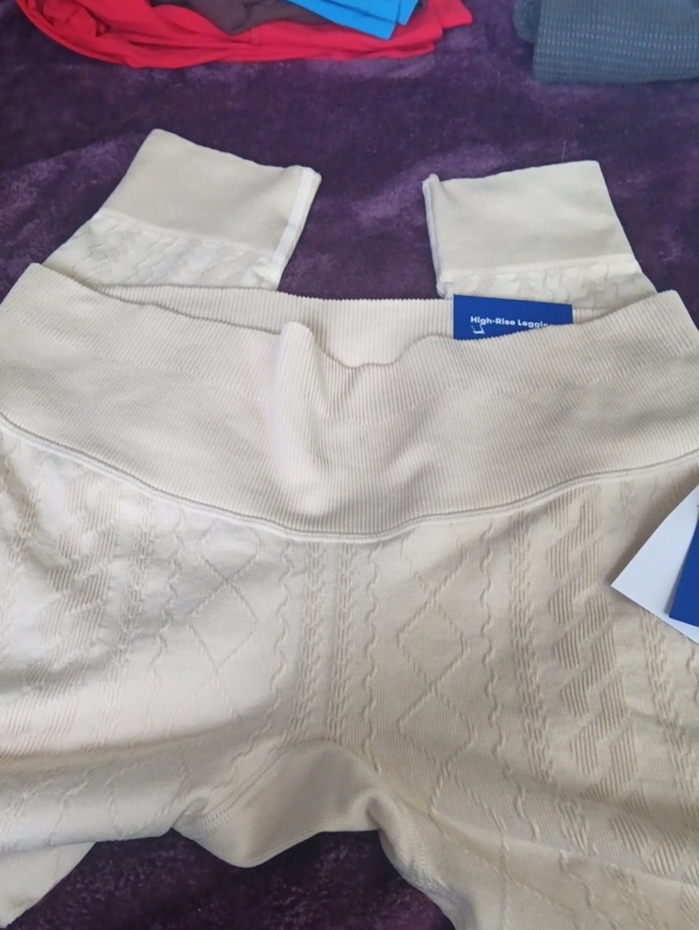 JoyLab High-Rise Cable Knit Leggings in Cream